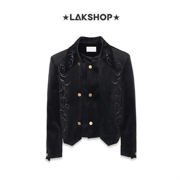 Áo Black Velvet Embroidered Baroque Jacket