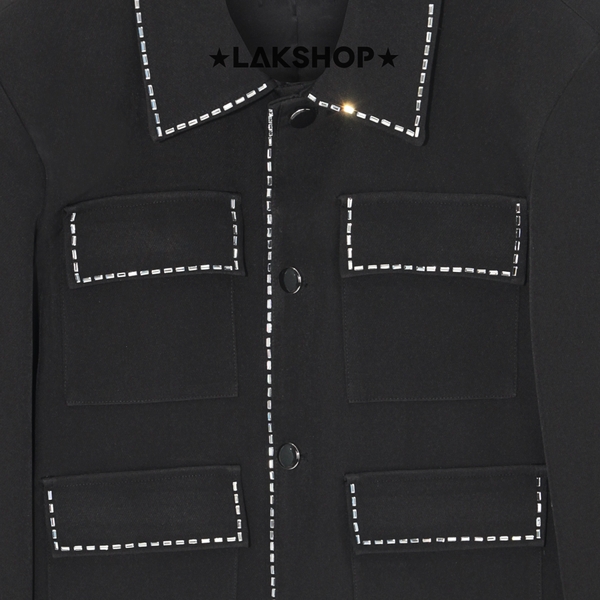 Áo Black 4 Pocket with Crystal Trim Jacket
