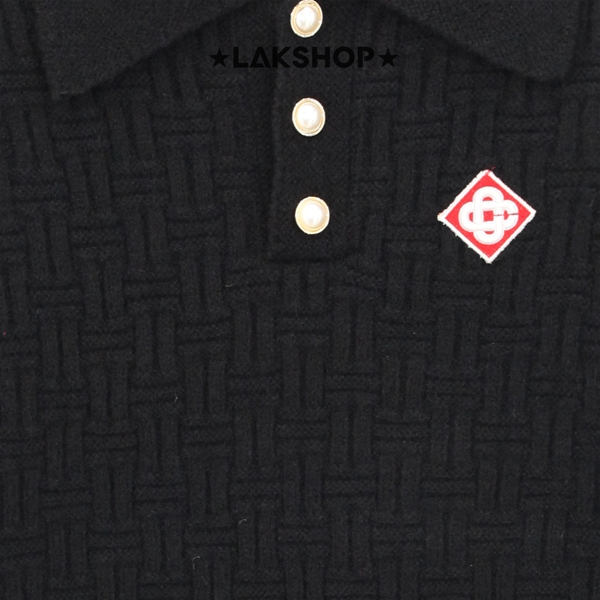 Áo Casa Black Column Knit Polo Shirt