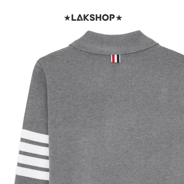 Áo Gray 4-Bar Stripe Long Sleeved Zipped Jacket