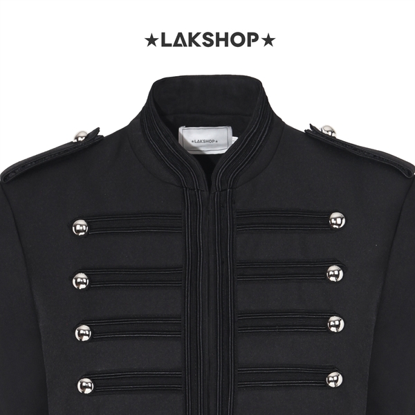 Áo Black and Black Embroidered Marsina/Napoleon Jacket