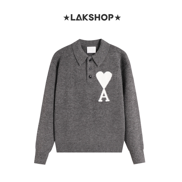 Áo Grey A Big Heart Logo Polo Shirt