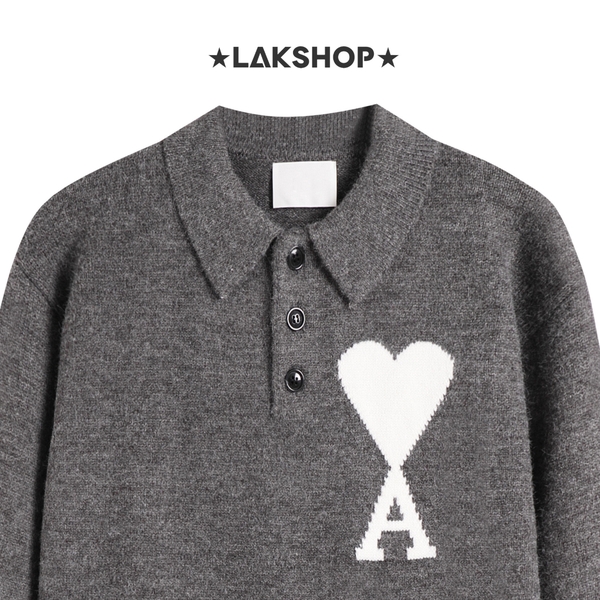 Áo Grey A Big Heart Logo Polo Shirt