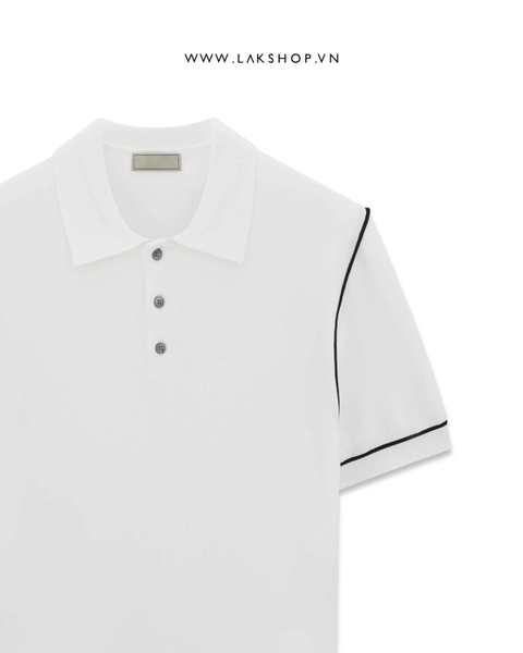 White with Trim Knit Polo Shirt