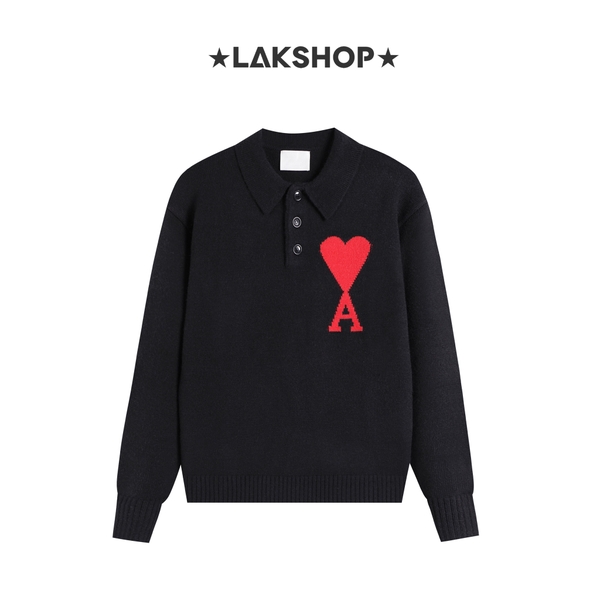 Áo Black A Big Heart Logo Polo Shirt