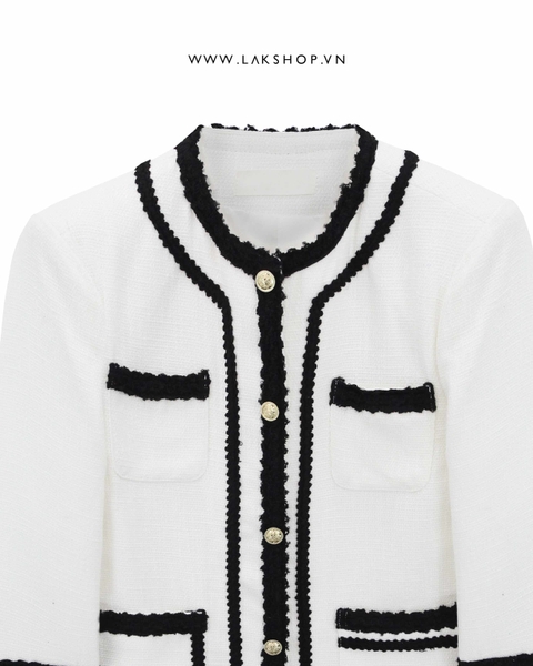 Áo White with Trim Tweed Jacket cs3