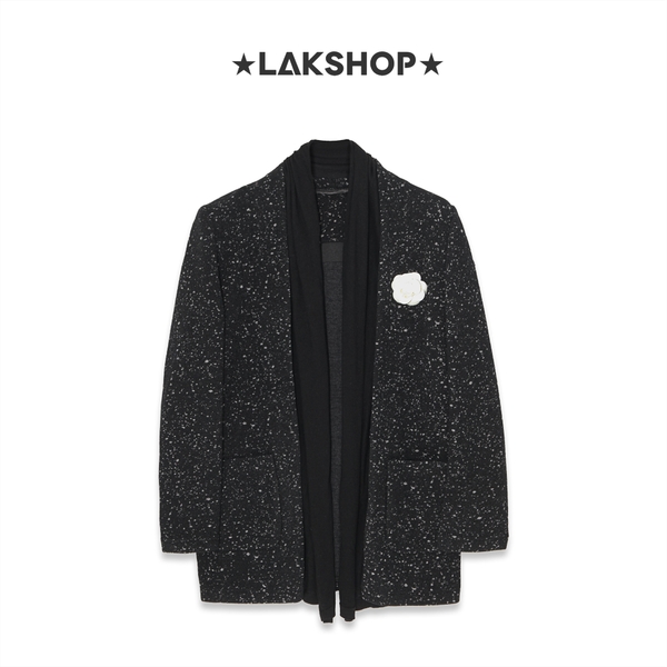 Áo Grey Smoke with Scarf Long Cardigan