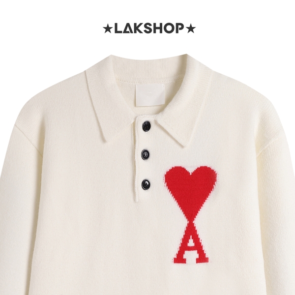 Áo White A Big Heart Logo Polo Shirt
