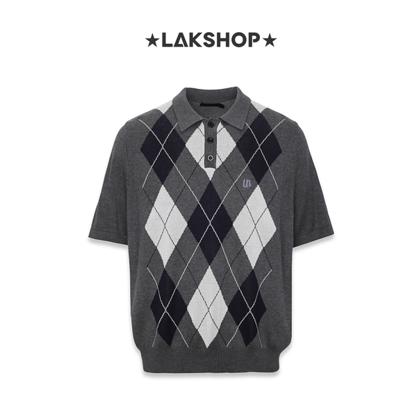 Áo Grey Plaid Polo Shirt