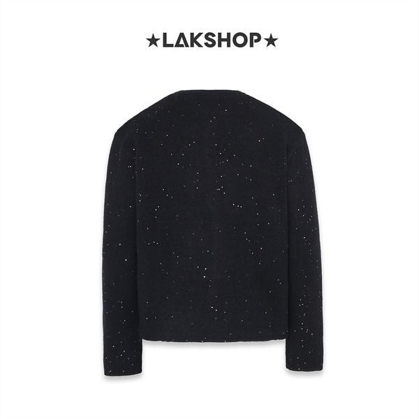 Áo Black Bling Napoleon Round-neck Sweater Cardigan