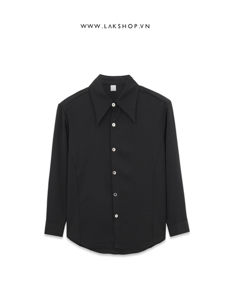 Áo Black Big Collar with Silver Button Shirt