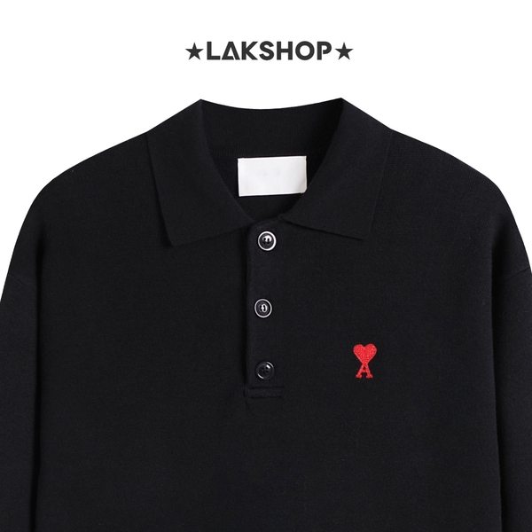Áo Black A Small Heart Logo Polo Shirt
