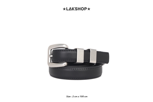 Thắt Lưng Black Slim Leather Belt (2cm bản nhỏ)