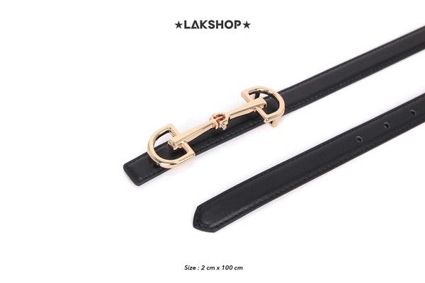 Thắt Lưng Lock Horsebit Black Leather Belt (2cm bản nhỏ)