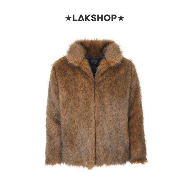 Áo Brown Faux Fur Short Jacket
