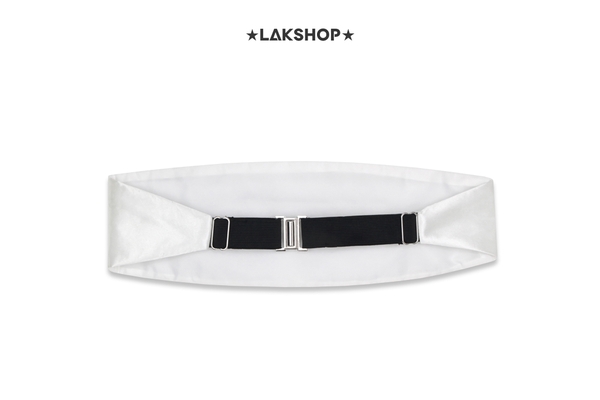 Đai bụng White Satin Tuxedo Cummerbund Belt