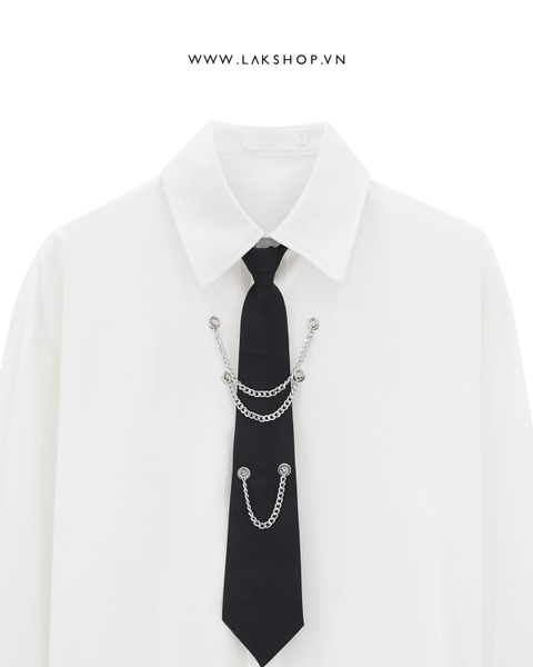 Oversized White with Chain Tie Shirt