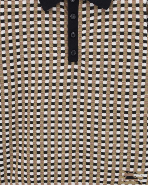 BBR Checked Knit Polo Sweater in Brown