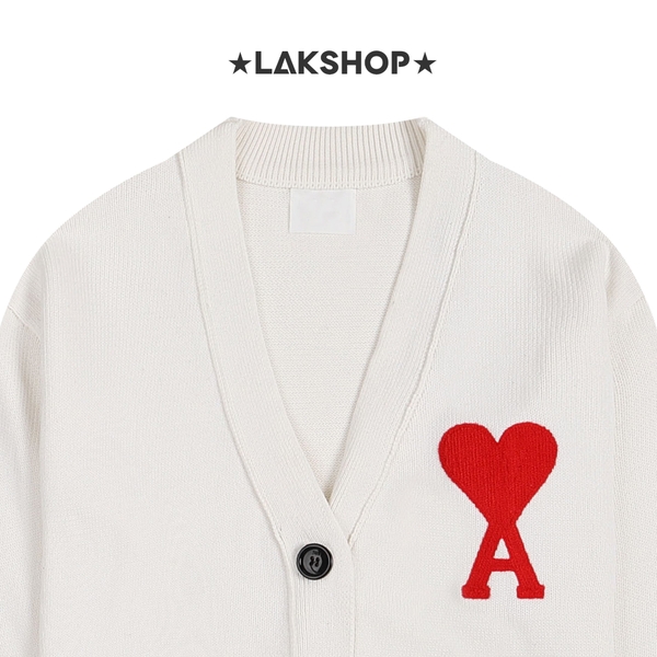 Áo White A Big Heart Logo Cardigan