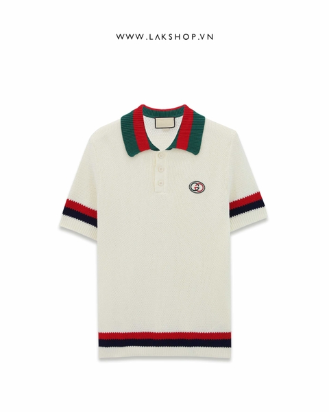 GG Logo Appliqué Striped Polo Shirt