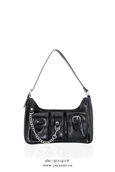 Túi Black 3 Pocket with chain Shoulder Bag