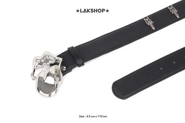 Thắt Lưng Black Rolling Western Cross & Sword (3.5cm)