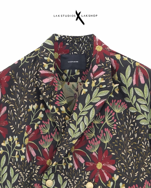 Áo Lak Studios Flower Double Breasted Short Sleeve Shirt cx2