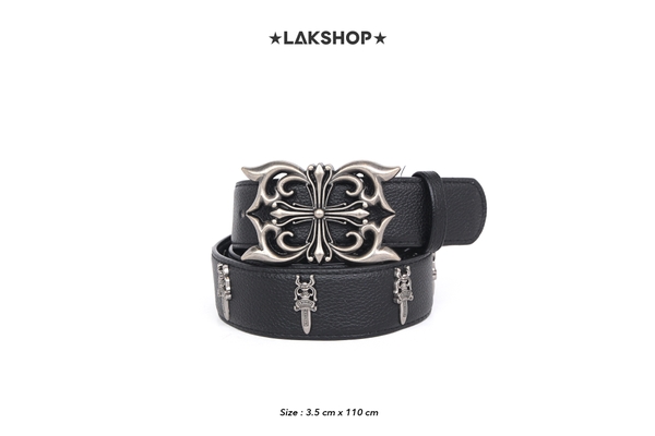 Thắt Lưng Black Studded Roller Belt with Sacred Sword (3.5cm)