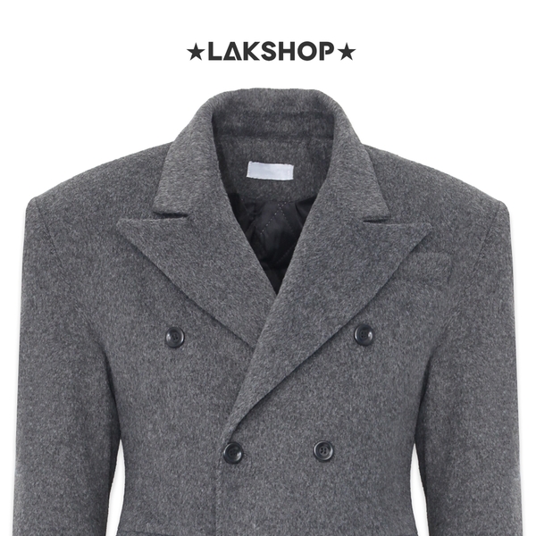 Áo Grey Double-Breasted Trench Coat