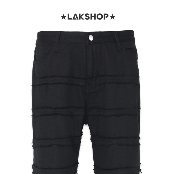 Quần Black Ripped Flared Pants