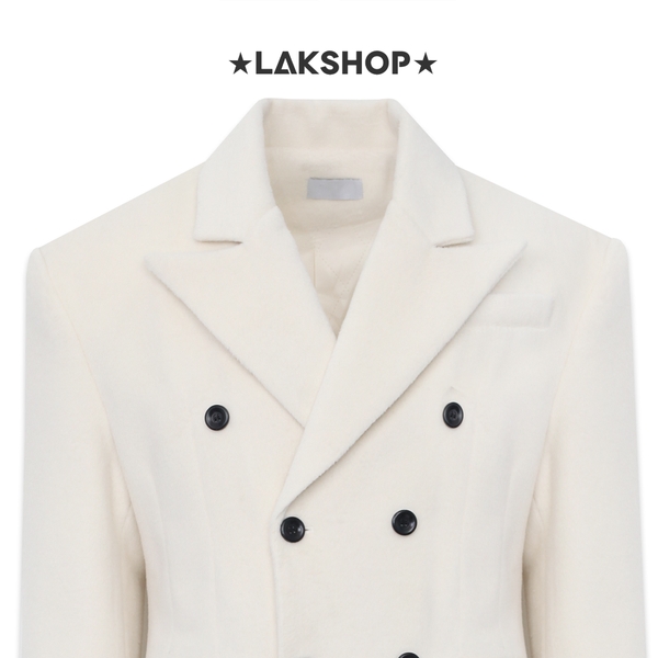 Áo Cream White Double-Breasted Trench Coat