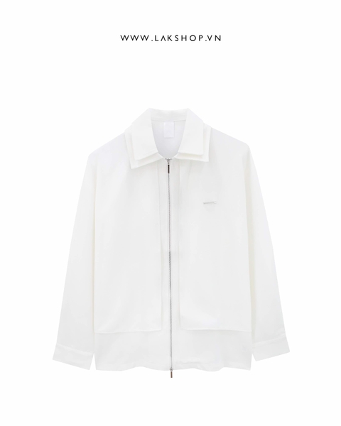 Áo Oversized White Double Zipper Shirt