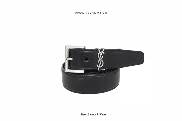 Thắt Lưng Y.S.L Monogram Silver Buckle Belt 3cm