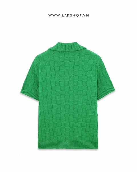 Casa Checked Yoke Boucle Polo in Green