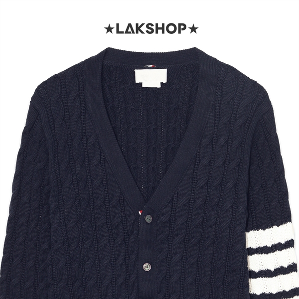 Áo TB Navy 4-Bar Cable Knit Cardigan