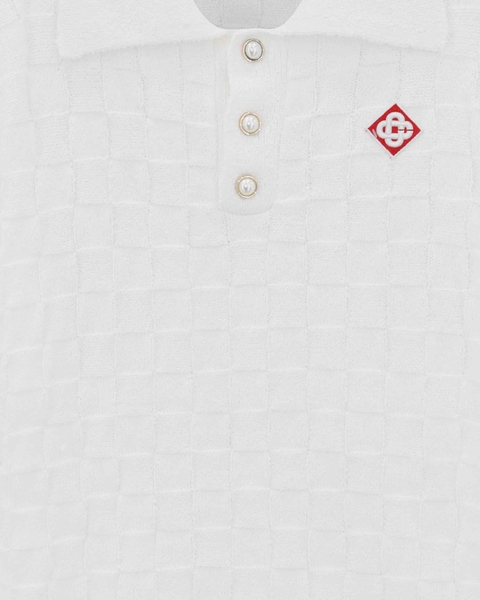 Casa Checked Yoke Boucle Polo in White