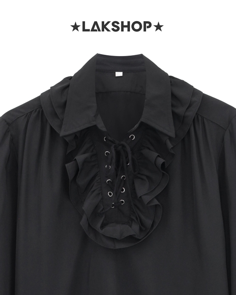 Áo Black Vintage With Puffy Sleeves Shirt