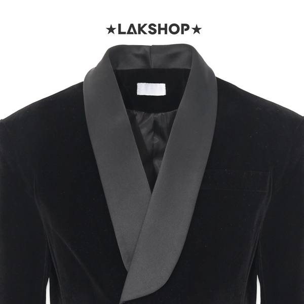Áo Black Velvet Oversized Tuxedo Jacket
