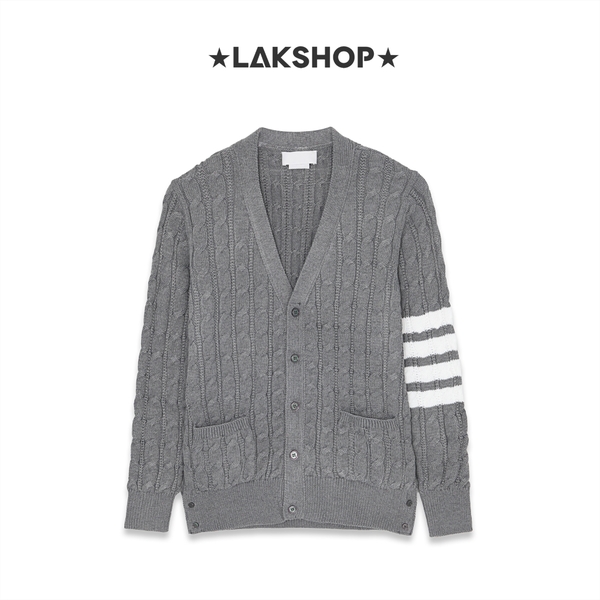 Áo TB Grey 4-Bar Cable Knit Cardigan