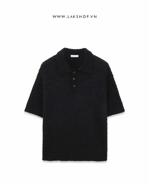 Black Knitted Polo Shirt