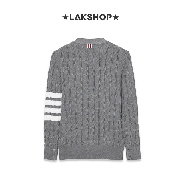 Áo TB Grey 4-Bar Cable Knit Cardigan