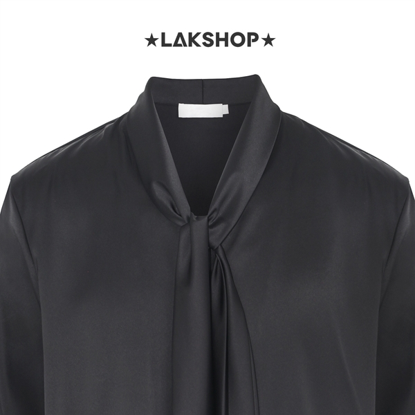 Áo Black Bow Tie Collar Slik Shirt
