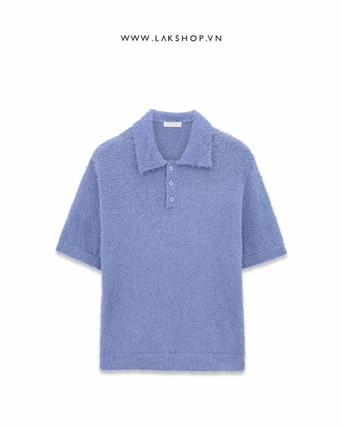 Blue Knitted Polo Shirt