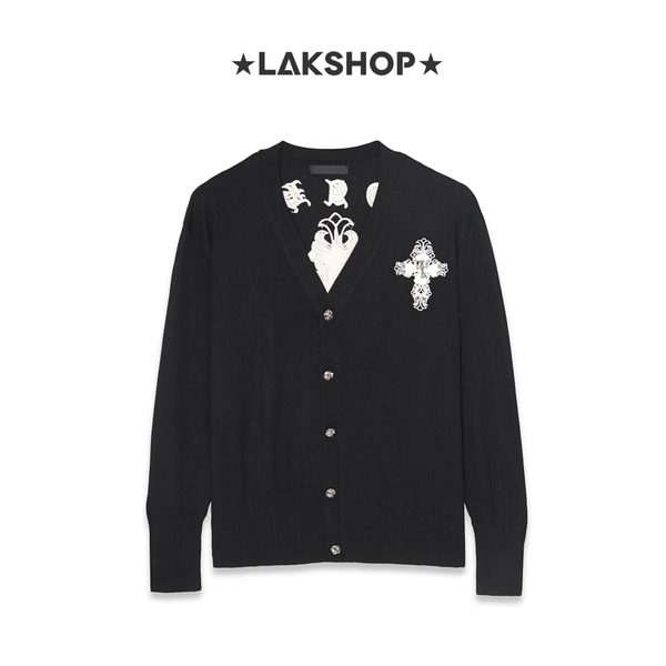 Áo C.H Embroidered Cross Logo Black Cardigan