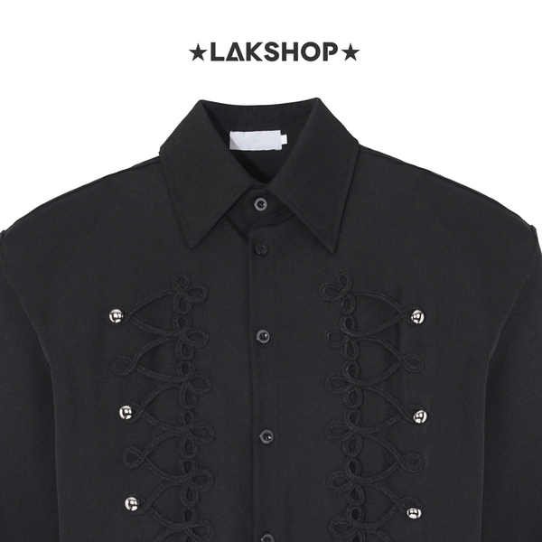 Áo Black Baroque Embroidered Shirt