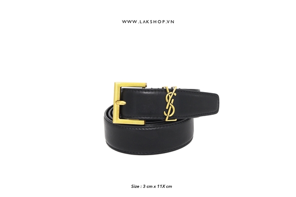 Thắt Lưng Y.S.L Monogram Gold Buckle Belt 3cm