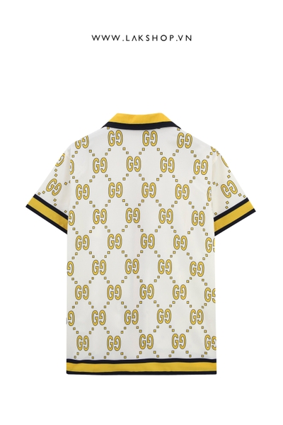 Guccj GG Monogram Bowling Yellow Shirt