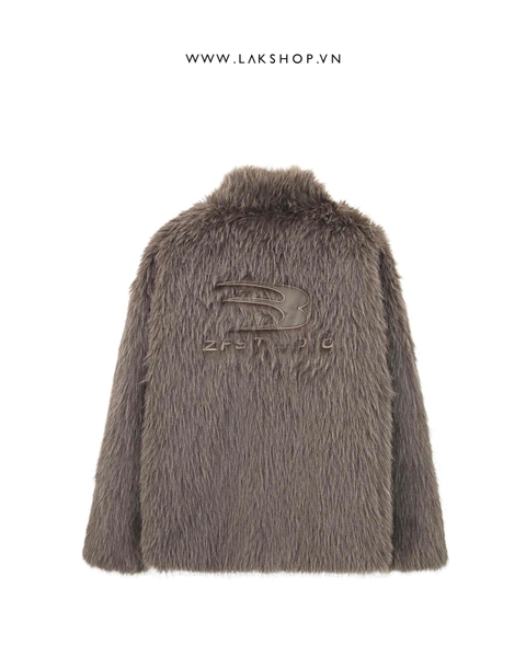 Áo Brown Faux Fur with Embroidered Jacket cs2