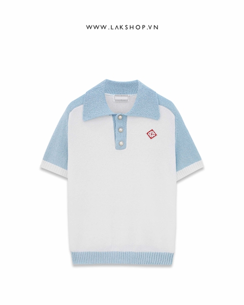 Casa Colour Block Boucle Polo Shirt in Blue