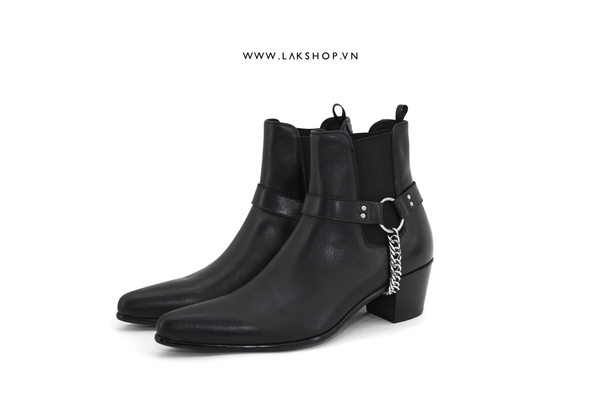 Celjne Chain-Embellished Leather Chelsea Boots cs2